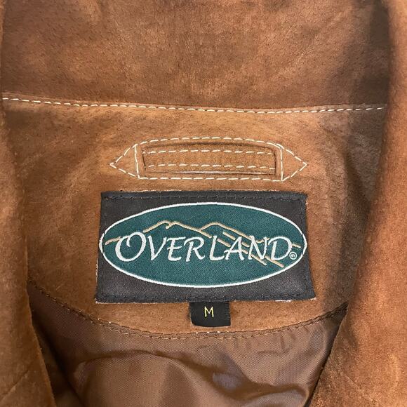 Overland Genuine Leather Jacket Brown Button Front Blazer Men’s Medium - Picture 3 of 7